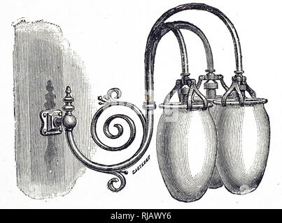 Une gravure représentant des lampes incandescentes Swan monté dans le Savoy Theatre, Londres. En date du 19e siècle Banque D'Images