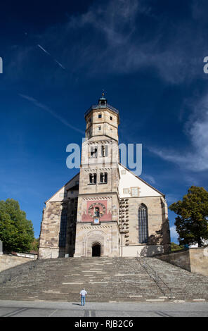 SchwÃ¤bisch Hall, Vieille Ville, église paroissiale luthérienne Saint Michel Banque D'Images