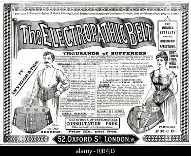 Publicité pour harnais ceintures corset Electropathic 1895 Banque D'Images