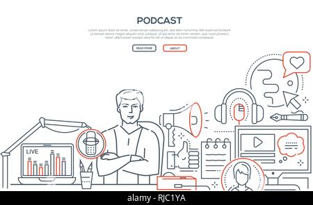 Podcast - ligne moderne de style design bannière web Illustration de Vecteur
