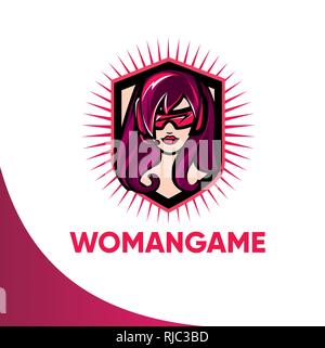 Femme modèle logo gamer Illustration de Vecteur