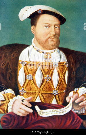 Le Roi Henry VIII, c.1535. par Joos van Cleve. Henry VIII (28 juin 1491 - 28 janvier 1547) fut roi d'Angleterre à partir de 1509 jusqu'à sa mort. Henry était le deuxième roi Tudor, succédant à son père, Henry VII. Banque D'Images