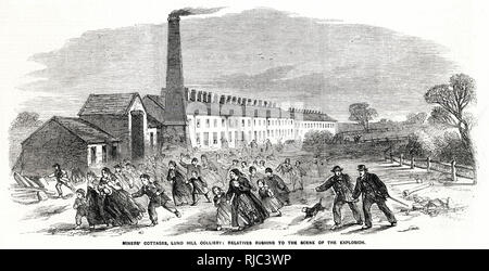 Explosion de la mine de charbon Lung Hill - se précipitant sur la scène 1857 Banque D'Images