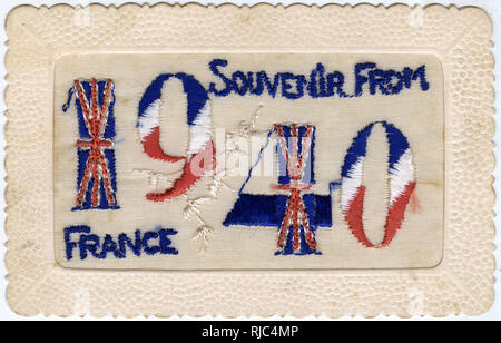 WW2 - carte postale souvenir cousue - de France Banque D'Images