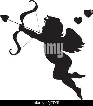 Amour Cupidon fantasy mythologie ancienne silhouette Illustration de Vecteur