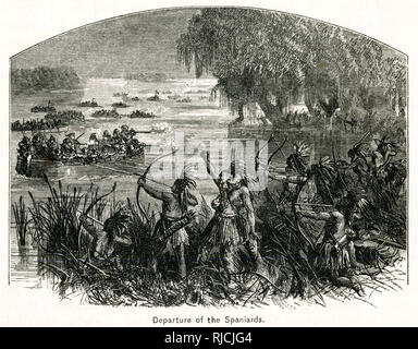 Conquistadors sur le Mississippi en retraite Banque D'Images