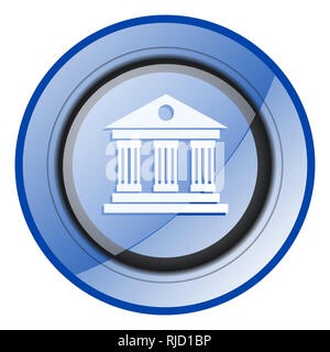 Brillant bleu ronde musée web design icon isolé sur fond blanc Banque D'Images