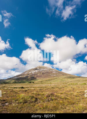 En regardant vers le Mont Errigal, l'une des montagnes les plus emblématiques de l'Irlande, de l'extérieur de bogland Dunlewy, comté de Donegal, Irlande Banque D'Images