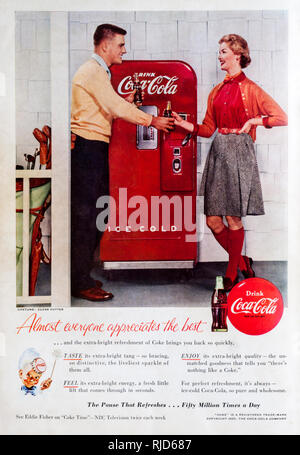 1955 Publicité Publicité magazine Coca-Cola. Banque D'Images