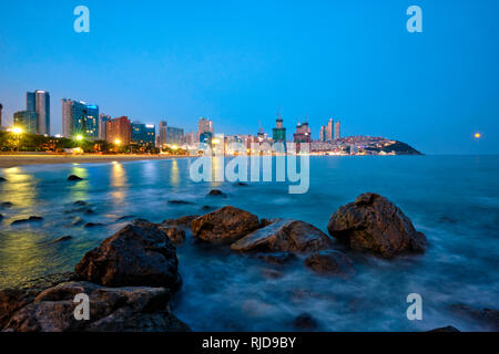 La plage de Haeundae à Busan, Corée du Sud Banque D'Images