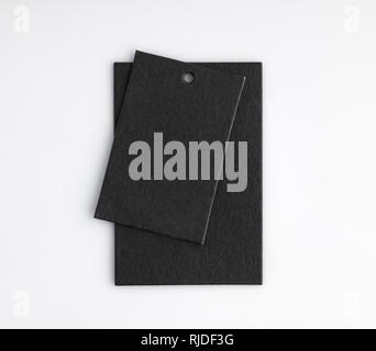 Deux étiquettes de prix noir isolé sur fond blanc Banque D'Images
