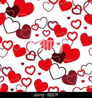 L'amour de modèle uniforme de vol doux Coeurs rose et rouge. Vector cartoon illustration télévision. Objets isolé sur fond blanc. eps 10. Illustration de Vecteur