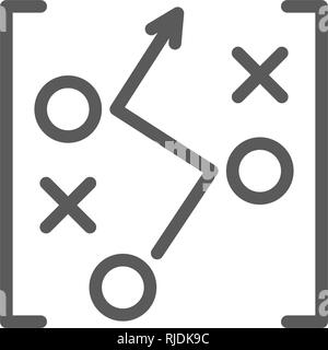 Stratégie de jeu de soccer, l'icône de la ligne de dessin. Illustration de Vecteur