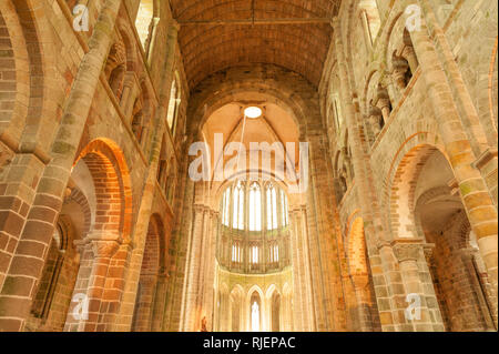 Choeur gothique du célèbre Mont Saint Michel church-abbaye, UNESCO World Heritage site, Normandie, France Banque D'Images