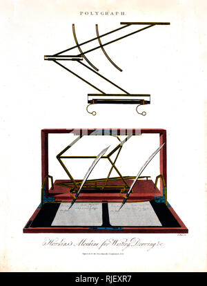 Imprimer montre un appareil de reproduction, ou polygraphe, pour produire simultanément deux copies d'un document manuscrit Banque D'Images