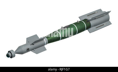 Un missile air-sol (ASM). Le rendu 3D isolé sur fond blanc Banque D'Images