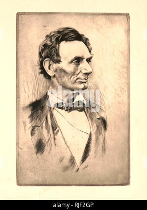 Abraham Lincoln, buste portrait, sans barbe, faisant face à droite ca. 1900-1920 Banque D'Images