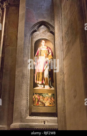 Italie, Florence - 07 mai 2017 : l'avis de Santo Stefano peinture de Francesco Morandini à Orsanmichele l'Église le 05 mai 2017, Toscane, Italie. Banque D'Images