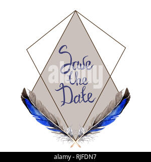 L'aquarelle bleue et noire, plume d'oiseau de wing isolés. Plume aquarelle pour le fond, cadre ou une bordure. Dessin aquarelle aquarelle est la mode Banque D'Images