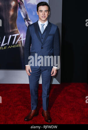 WESTWOOD, LOS ANGELES, CA, USA - 05 février : l'Acteur Keean Johnson arrive à la première de Los Angeles de la 20th Century Fox's 'Alita Battle Angel' : tenue au Regency Village Theatre Le 5 février, 2019 à Westwood, Los Angeles, Californie, États-Unis. (Photo par Xavier Collin/Image Press Office) Banque D'Images