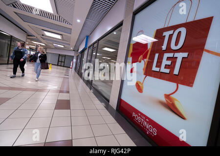 Kirkcaldy, Ecosse, Royaume-Uni. 6 févr. 2019. L'affichage centre commercial de Kirkcaldy a été vendu aux enchères à Londres le 5 février, 2019 avec un prix d'une livre. Il fut finalement vendu à trois cent dix mille livres. Credit : Iain Masterton/Alamy Live News Banque D'Images