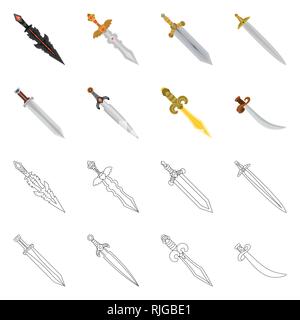 Poignée,magique,ancien,espagnol,privilégiez,verre,combat,decoration,couilles,guerrier viking,,scimitar,ailes,dragon,or,acier,militaires,conquérant,pirate,ruby,pierre,argent,parure,le meurtre,meubles,chevalier,jeu,Chinois,armure,forte,lame,épée,couteau,dague arme,sabre,,cité médiévale,set,icône,,illustration,collection,isolé,design,graphisme,élément vecteur vecteurs,signer , Illustration de Vecteur
