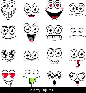 Ensemble d'émoticônes smiley heureux mignon,vector illustration Illustration de Vecteur