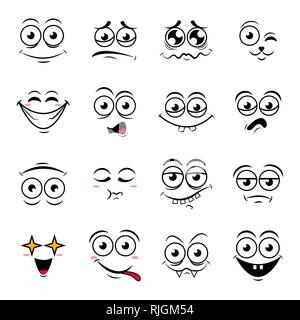 Ensemble d'émoticônes smiley heureux mignon,vector illustration Illustration de Vecteur