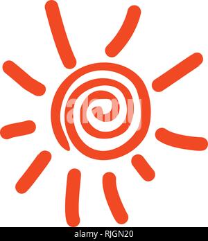 Doodle vecteur drôle de soleils. Hand drawn. vector illustration isolé sur fond blanc Illustration de Vecteur