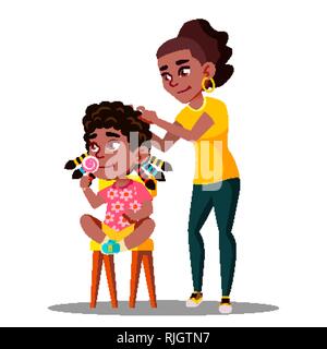 Tresses Dreadlocks Femme d'Afro-américain Kid Girl Vector. Illustration isolé Illustration de Vecteur