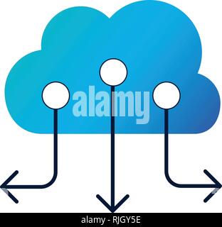 Cloud computing avec trois flèches indiquant que le partage réseau cloud. Vector illustration isolé sur fond blanc Illustration de Vecteur