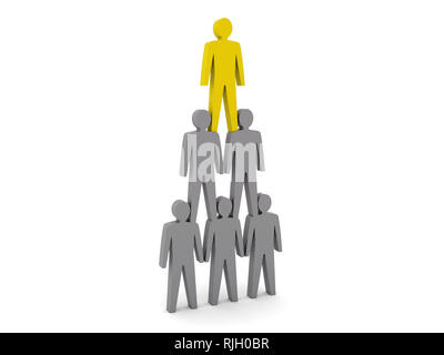 Pyramide humaine. Hiérarchie de l'équipe. Chef d'entreprise. Concept 3D illustration Banque D'Images