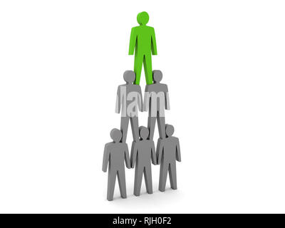 Pyramide humaine. Hiérarchie de l'équipe. Chef d'entreprise. Concept 3D illustration Banque D'Images