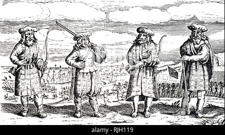 Une gravure sur bois représentant des soldats irlandais au service de Gustave II Adolphe de Suède. Gustave-adolphe de Suède (1594-1632) le Roi de Suède. En date du 17e siècle Banque D'Images