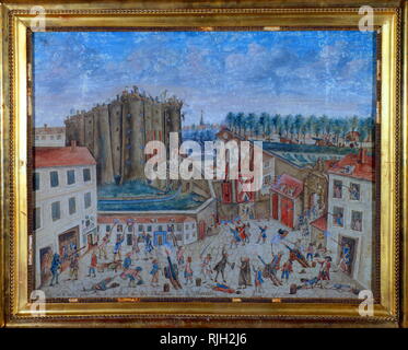 Prise de la Bastille par une foule, le 14 juillet 1789, dans la Révolution française, devenant un symbole important pour le mouvement républicain Français Banque D'Images