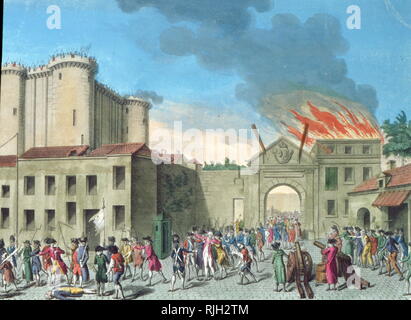 Prise de la Bastille par une foule, le 14 juillet 1789, dans la Révolution française, devenant un symbole important pour le mouvement républicain Français Banque D'Images