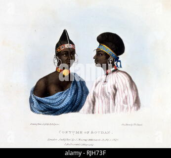 Soudanais et une femme. Imprimer 19e siècle, 1821 Banque D'Images