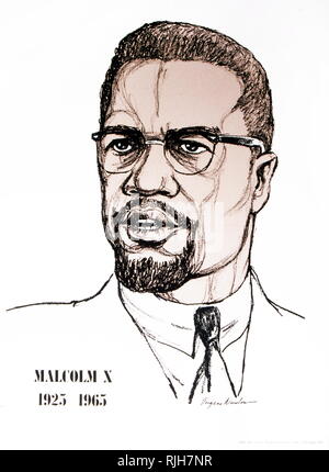 Malcolm X (1925-1965) était un ministre musulman et militant des droits de l'homme. Banque D'Images