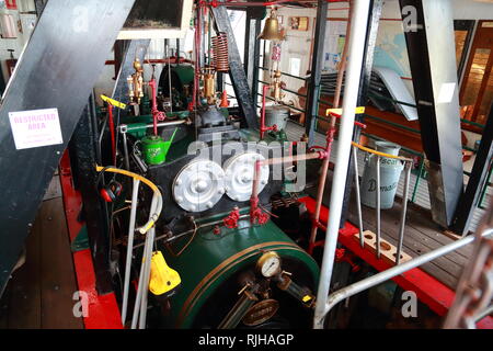 L'intérieur de la salle des machines de l'Oscar PS W à l'Goolwa Riverboat centre, Victor Harbor, Australie du Sud Banque D'Images