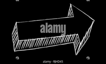 Flèche animée, la craie sur un fond noir, idéal pour le compositing, l'utiliser comme un masque, idéal pour les données, les graphiques et diagrammes Banque D'Images