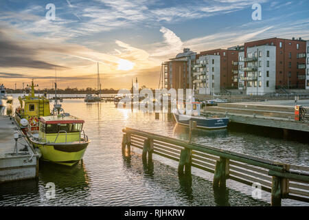 Le port à Landskrona, Skane, Suède Scandinavie. Banque D'Images