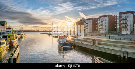 Le port à Landskrona, Skane, Suède Scandinavie. Banque D'Images