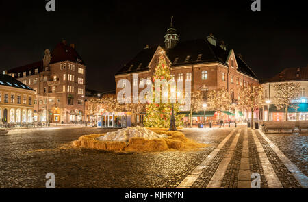La nuit de Noël.à Stortorget. Lund. Skane, Scandinavie. La Suède. Banque D'Images