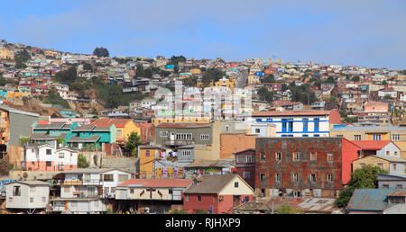 Le Chili, Valparaiso, Skyline, panorama, vue générale, Banque D'Images