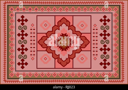Motif doux de luxueux tapis oriental ancien avec la bourgogne, rouge, rose et nuances beige Banque D'Images