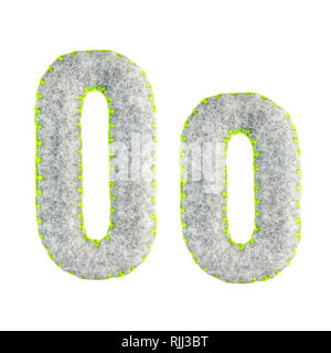La lettre O de l'alphabet latin isolé sur un fond blanc. La principale et la lettre de l'alphabet de feutre gris. Soft font avec bord arrondi Banque D'Images
