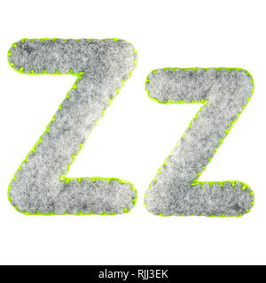 La lettre Z de l'alphabet latin isolé sur un fond blanc. La principale et la lettre de l'alphabet de feutre gris. Soft font avec bord arrondi Banque D'Images