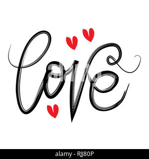 J'adore les lettres dessinées à la main Banque D'Images