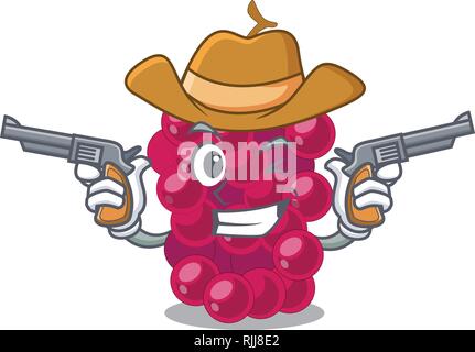 Mulberry Cowboy des fruits sur un tableau de dessin animé Illustration de Vecteur