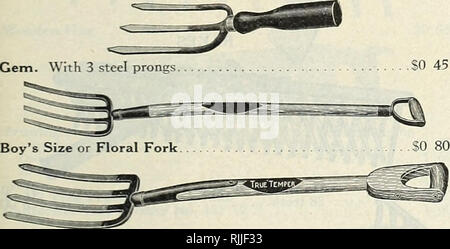. Graines de Beckert. Horticulture pépinières (Pennsylvanie) ; catalogues de Pittsburgh Pittsburgh Pennsylvanie pépinière catalogues ; Graines de legumes en Pennsylvanie ; catalogues de Pittsburgh Pittsburgh Pennsylvanie graines de fleurs ; les catalogues de bulbes (plantes) Pennsylvanie Pittsburgh Catalogues. Bordure de la paille ou du couteau coupe-gazon. Chaque roue acier $i 50 Poignée en bois, laiton Point. Manche en bois de fer, pointe d'acier, petit 55 Large 60 Chaque DOCK ET THISTLE LA FAUCHEUSE. Avec repose-pied $130 Fourches. Veuillez noter que ces images sont extraites de la page numérisée des images qui peuvent avoir été retouchées numériquement pour plus de lisibilité - couleur Banque D'Images